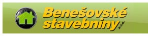 Logo společnosti Benešovské stavebniny - žlutý nápis na zeleném opdkladu.